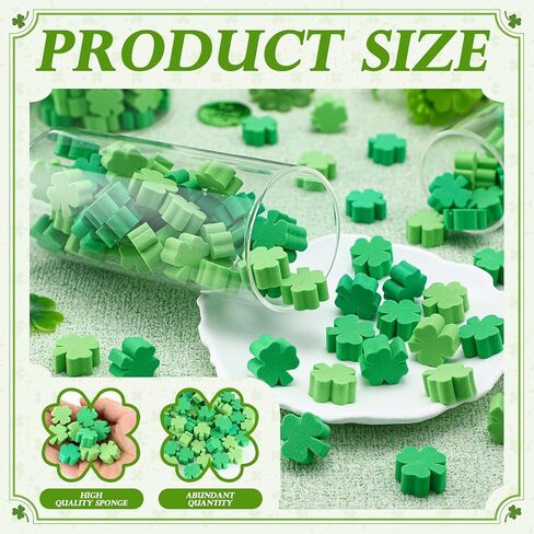 Qinyoung 200 Pcs St. Patrick's Day Vase Filler Bulk St. Patrick's Day Decoration Irish Green Shamrocks Sponge Ornament Clover Table Scatter Decor Lucky Shamrocks Foam Vase Topper for Party Home Decor in Saudi Arabia