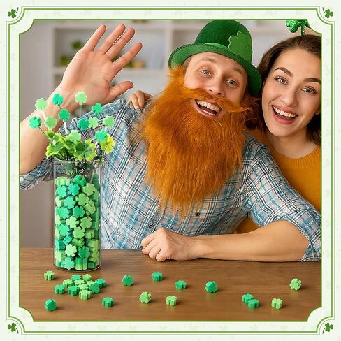 Qinyoung 200 Pcs St. Patrick's Day Vase Filler Bulk St. Patrick's Day Decoration Irish Green Shamrocks Sponge Ornament Clover Table Scatter Decor Lucky Shamrocks Foam Vase Topper for Party Home Decor in Saudi Arabia