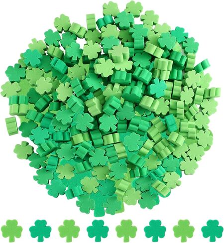 Qinyoung 200 Pcs St. Patrick's Day Vase Filler Bulk St. Patrick's Day Decoration Irish Green Shamrocks Sponge Ornament Clover Table Scatter Decor Lucky Shamrocks Foam Vase Topper for Party Home Decor in Saudi Arabia