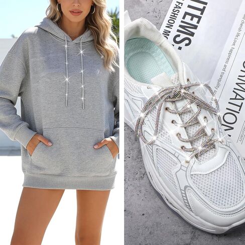 6 Pcs 3 Colors Glitter Bling Shoe Laces Rhinestone Shoe Laces for Sneakers Boots Rave Costumes Crystal Hoodies Sweatpants (47" Length) in Saudi Arabia