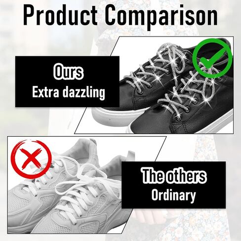 6 Pcs 3 Colors Glitter Bling Shoe Laces Rhinestone Shoe Laces for Sneakers Boots Rave Costumes Crystal Hoodies Sweatpants (47" Length) in Saudi Arabia