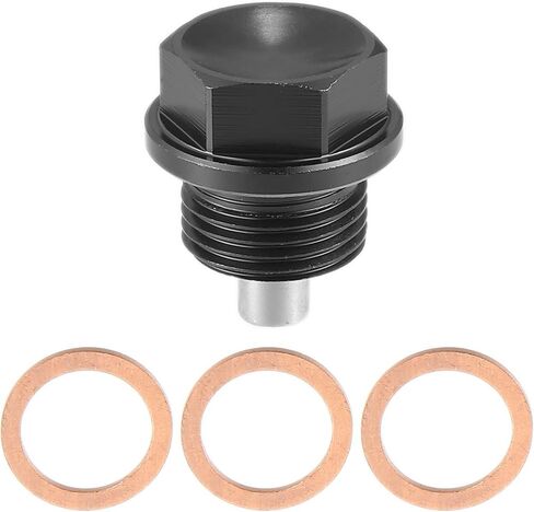 X AUTOHAUX 1 مجموعة عالمية M18x1.5 سيارة المغناطيسي النفط استنزاف المكونات حوض استنزاف النفط الجوز استنزاف الترباس المسمار مع 3 طوقا سبائك الألومنيوم الأسود in Kuwait