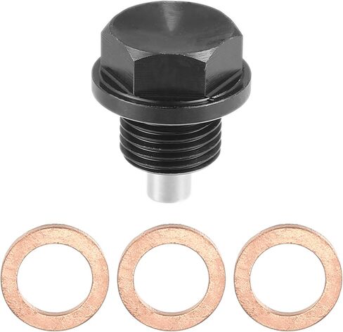 X AUTOHAUX 1 مجموعة عالمية M18x1.5 سيارة المغناطيسي النفط استنزاف المكونات حوض استنزاف النفط الجوز استنزاف الترباس المسمار مع 3 طوقا سبائك الألومنيوم الأسود in Kuwait