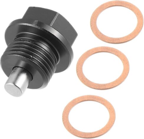 X AUTOHAUX 1 مجموعة عالمية M18x1.5 سيارة المغناطيسي النفط استنزاف المكونات حوض استنزاف النفط الجوز استنزاف الترباس المسمار مع 3 طوقا سبائك الألومنيوم الأسود in Kuwait