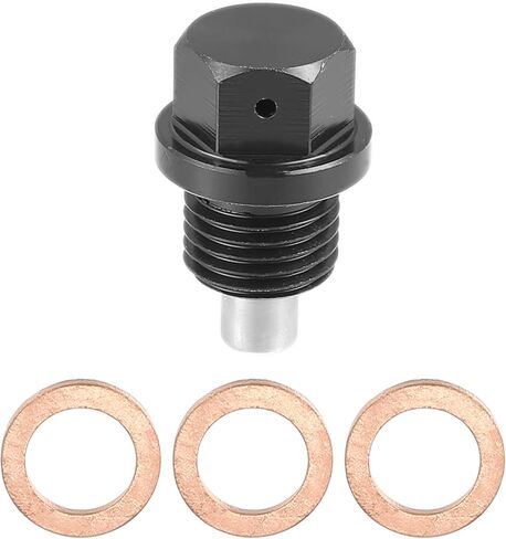 X AUTOHAUX 1 مجموعة عالمية M18x1.5 سيارة المغناطيسي النفط استنزاف المكونات حوض استنزاف النفط الجوز استنزاف الترباس المسمار مع 3 طوقا سبائك الألومنيوم الأسود in Kuwait