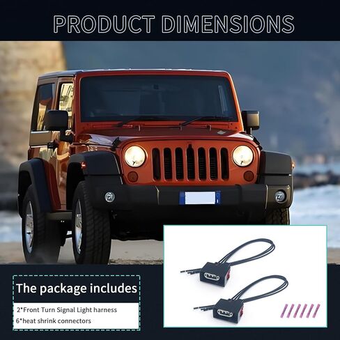 2 قطعة موصل ضوء إشارة الانعطاف الأمامي متوافق مع جيب رانجلر JK 2007-2018، 68065016AB مصباح إشارة الانعطاف الأمامي قابس سلك ضفيرة in Kuwait