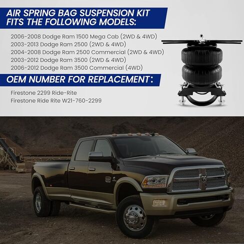 طقم زنبرك مساعد الهواء الخلفي 2WD/4WD Ram 1500 Mega Cab Ram 2500/3500 Ram 2500/3500 بديل تجاري لطقوس ركوب Firestone W21-760-2299 5000 رطل in Saudi Arabia