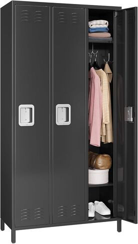 72" Tall Metal Lockers for Employees with 12 Hooks and 9 Shelves, 6 Doors Office Storage Cabinet for Home, School, Gym, Office, Black in Saudi Arabia