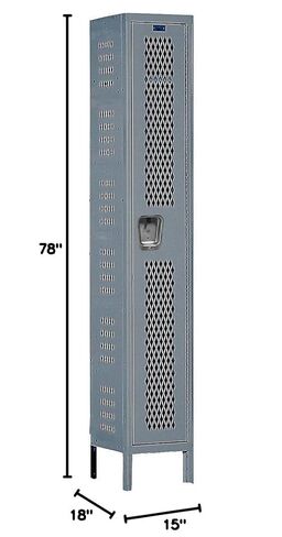 خزانة Hallowell U1588-1HDV-HG عالية التحمل ذات تهوية (HDV)، عرض 15 بوصة × عمق 18 بوصة × ارتفاع 78 بوصة، طبقة واحدة، عرض واحد، قابلة للأسفل، 725 رمادي in Kuwait