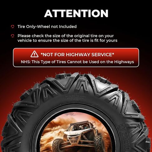 ATV/UTV Tires 25x8-12 Front & 25x10-12 Rear,All-Terrain Mud Tires 25x8x12 & 25x10x12,6-Ply,Non-Directional Big Horn Tread,Tubeless,Set of 4 in Kuwait