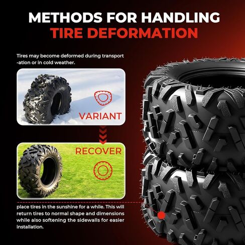 ATV/UTV Tires 25x8-12 Front & 25x10-12 Rear,All-Terrain Mud Tires 25x8x12 & 25x10x12,6-Ply,Non-Directional Big Horn Tread,Tubeless,Set of 4 in Kuwait