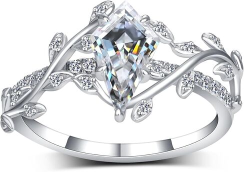 2 قيراط (ctw) مجموعات خواتم خطوبة مويسانيتي مقطوعة بالطائرة الورقية للنساء، 925 مجموعة من الفضة الاسترليني على شكل زهرة أوراق الزفاف، مجموعات خواتم الزفاف لأعياد الميلاد السنوية in Kuwait