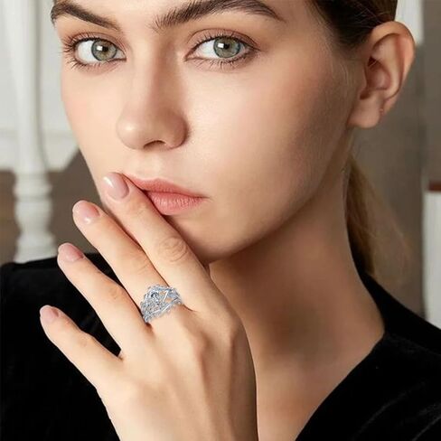 2 قيراط (ctw) مجموعات خواتم خطوبة مويسانيتي مقطوعة بالطائرة الورقية للنساء، 925 مجموعة من الفضة الاسترليني على شكل زهرة أوراق الزفاف، مجموعات خواتم الزفاف لأعياد الميلاد السنوية in Kuwait