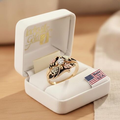 10k Yellow Gold Antiqued Diamond Black Hills Gold Engagement Wedding Ring Set (.17 Ct., Color I-J, Clarity I1) in Saudi Arabia
