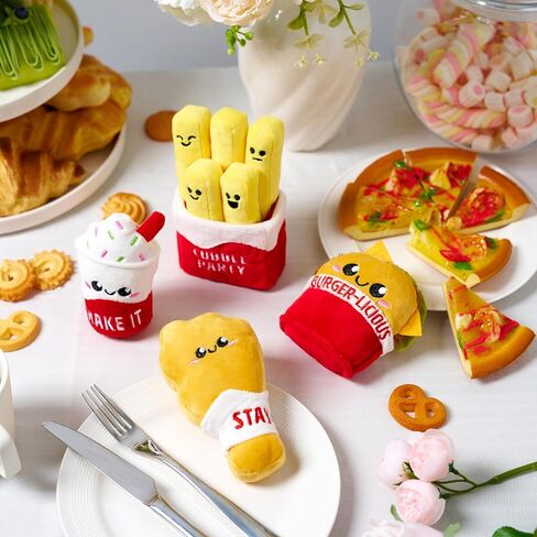 JOYIN 4 Pcs Emotional Support Plushies, Kawaii Fast Food Plush Stuffed Toys Set, Cute Burger Fries & Milkshake Plush Pillow for Girls Boys Teens, Fun Comfort Food Gift Box for Birthday & Care Package in Saudi Arabia