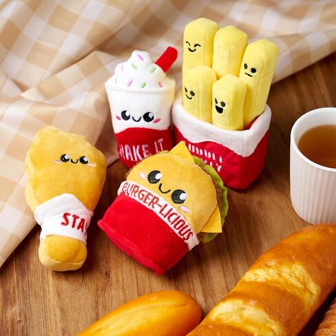 JOYIN 4 Pcs Emotional Support Plushies, Kawaii Fast Food Plush Stuffed Toys Set, Cute Burger Fries & Milkshake Plush Pillow for Girls Boys Teens, Fun Comfort Food Gift Box for Birthday & Care Package in Saudi Arabia