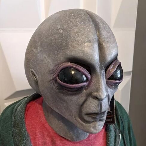 Realistic Alien Mask Latex Full Head Big Eyes Masks Costume for Adult Teens Halloween Cosplay Party Props Scary Party Decoration Novelty Headwear Outfit in Saudi Arabia