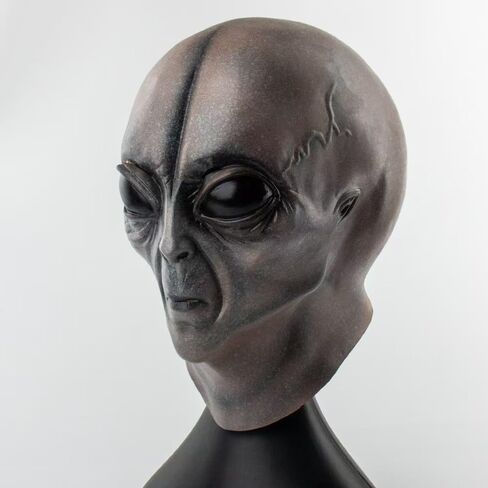 Realistic Alien Mask Latex Full Head Big Eyes Masks Costume for Adult Teens Halloween Cosplay Party Props Scary Party Decoration Novelty Headwear Outfit in Saudi Arabia
