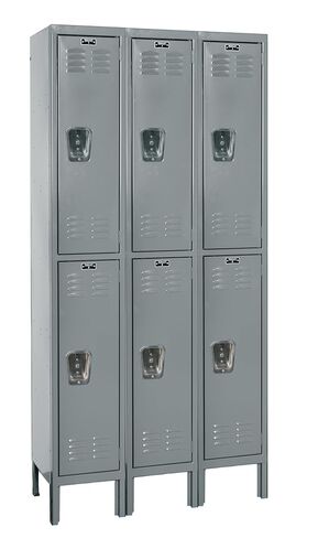 Hallowell U3588-2A-HG Premium Locker، عرض 45 بوصة × عمق 18 بوصة × ارتفاع 78 بوصة، طبقة مزدوجة، 3 عرض، مجمعة، 725 رمادي in Kuwait