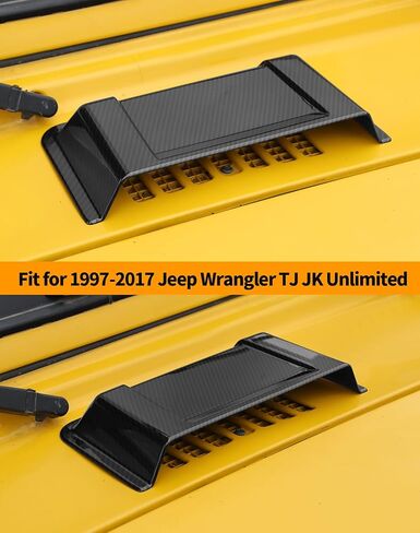 Hood Vent Hood Scoop Vent Cover for 1997-2017 Jeep Wrangler TJ JK Unlimited (Carbon Fiber) in Saudi Arabia