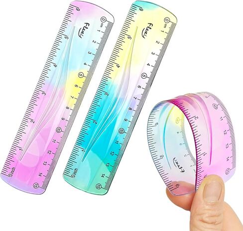 2 Pcs Flexible Ruler, 6 Inch Bendable Ruler for Kids, Soft Plastic Ruler, Kids Ruler for School, Gradient Colored Flex Ruler, Soft Ruler for Kids, Students Classroom with Centimeter and Inch in Saudi Arabia