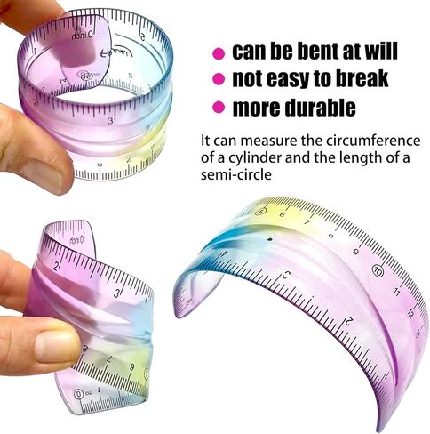 2 Pcs Flexible Ruler, 6 Inch Bendable Ruler for Kids, Soft Plastic Ruler, Kids Ruler for School, Gradient Colored Flex Ruler, Soft Ruler for Kids, Students Classroom with Centimeter and Inch in Saudi Arabia