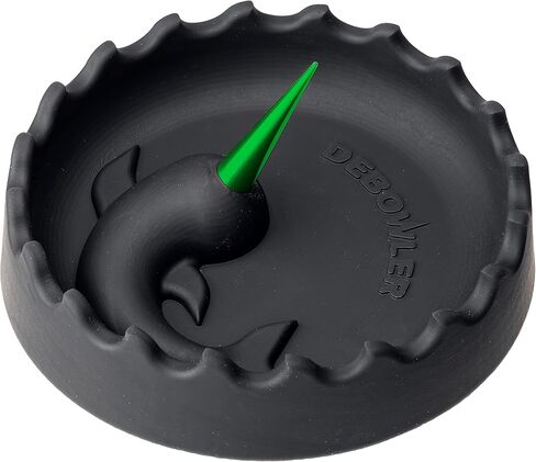 Debowler Narwhal Silicone Ashtray - Large - with Billet Aluminum Spike, Black with Green Poker - Catches Debris in Heat Resistant Tray - Dishwasher Safe in Saudi Arabia