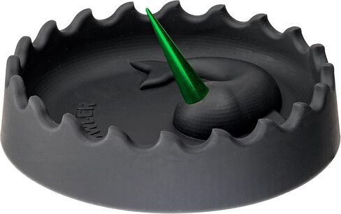 Debowler Narwhal Silicone Ashtray - Large - with Billet Aluminum Spike, Black with Green Poker - Catches Debris in Heat Resistant Tray - Dishwasher Safe in Saudi Arabia