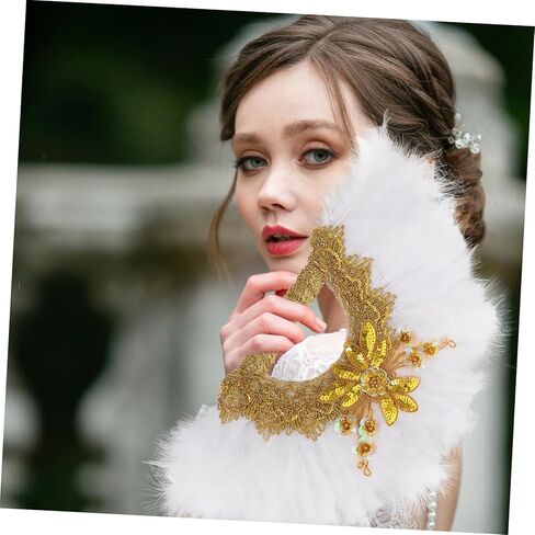 Elegant Wedding Bride Fan Handheld Plume Fan for Decorations Photo Props in Saudi Arabia