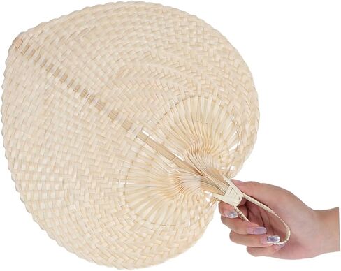 PRETYZOOM Hand-woven Vietnamese Cattail Leaf Fan Natural Raffia Decorative Folding Fan Handheld Chinese Style Summer in Saudi Arabia
