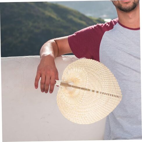 PRETYZOOM Hand-woven Vietnamese Cattail Leaf Fan Natural Raffia Decorative Folding Fan Handheld Chinese Style Summer in Saudi Arabia