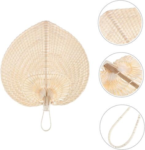 PRETYZOOM Hand-woven Vietnamese Cattail Leaf Fan Natural Raffia Decorative Folding Fan Handheld Chinese Style Summer in Saudi Arabia