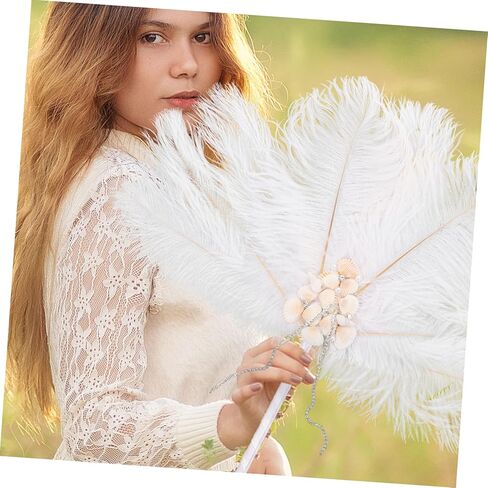 Alipis Bridal Plume Fan إكسسوارات الزفاف الأنيقة المحمولة للعروس ووصيفات العروس لعروض المسرح والدعائم الفوتوغرافية والاحتفالات التي لا تُنسى in Kuwait