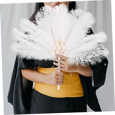Alipis Bridal Plume Fan إكسسوارات الزفاف الأنيقة المحمولة للعروس ووصيفات العروس لعروض المسرح والدعائم الفوتوغرافية والاحتفالات التي لا تُنسى in Kuwait