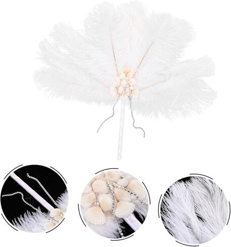 Alipis Bridal Plume Fan إكسسوارات الزفاف الأنيقة المحمولة للعروس ووصيفات العروس لعروض المسرح والدعائم الفوتوغرافية والاحتفالات التي لا تُنسى in Kuwait