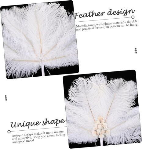 Alipis Bridal Plume Fan إكسسوارات الزفاف الأنيقة المحمولة للعروس ووصيفات العروس لعروض المسرح والدعائم الفوتوغرافية والاحتفالات التي لا تُنسى in Kuwait