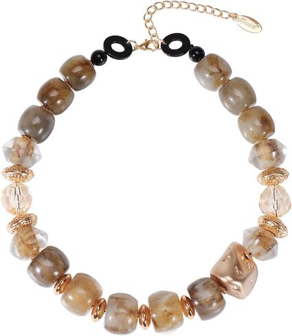 Bocar Statement Chunky Necklaces for Women Irregular Big Resin Beaded Necklaces Costume Jewelry Gifts in Saudi Arabia