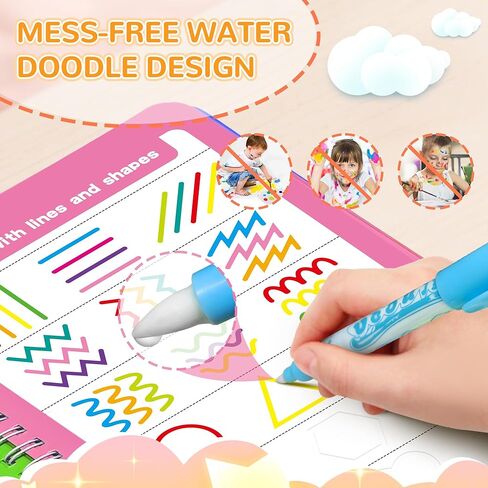 دفاتر سحرية قابلة لإعادة الاستخدام للأطفال، كتاب تلوين مائي سحري 5 في 1 مع قلم مائي، مجموعة تدريب على الكتابة اليدوية للأعمار 3 4 5 6 7 8 9، كتب تتبع لأنشطة التعلم في مرحلة ما قبل المدرسة in Kuwait