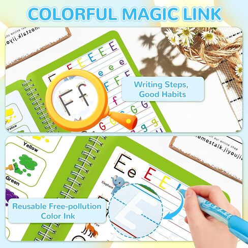 دفاتر سحرية قابلة لإعادة الاستخدام للأطفال، كتاب تلوين مائي سحري 5 في 1 مع قلم مائي، مجموعة تدريب على الكتابة اليدوية للأعمار 3 4 5 6 7 8 9، كتب تتبع لأنشطة التعلم في مرحلة ما قبل المدرسة in Kuwait