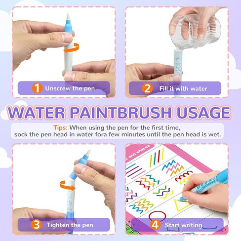 دفاتر سحرية قابلة لإعادة الاستخدام للأطفال، كتاب تلوين مائي سحري 5 في 1 مع قلم مائي، مجموعة تدريب على الكتابة اليدوية للأعمار 3 4 5 6 7 8 9، كتب تتبع لأنشطة التعلم في مرحلة ما قبل المدرسة in Kuwait