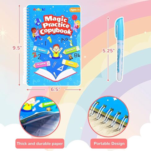 دفاتر سحرية قابلة لإعادة الاستخدام للأطفال، كتاب تلوين مائي سحري 5 في 1 مع قلم مائي، مجموعة تدريب على الكتابة اليدوية للأعمار 3 4 5 6 7 8 9، كتب تتبع لأنشطة التعلم في مرحلة ما قبل المدرسة in Kuwait