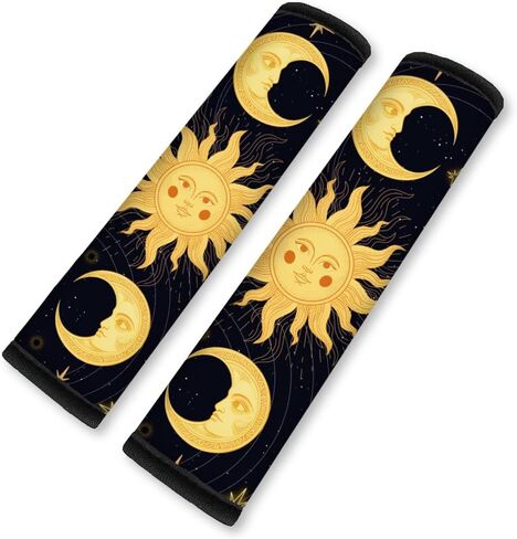 2Pcs Soft Auto Seat Belt Cover Pad Sun Moon Car Seatbelt Shoulder Cushion for Comfortable Driving, Compatible with All Cars' Seatbelt and Backpack Straps 11" x 3" in Saudi Arabia