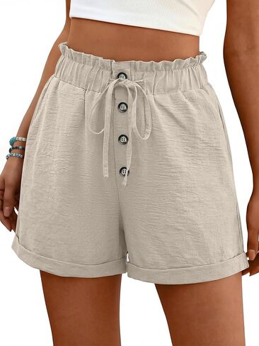 ANRABESS Womens Shorts Casual Summer High Waisted Elastic Drawstring Comfy Lounge Wide Leg Short Pants Beach Vacation Clothes in Saudi Arabia