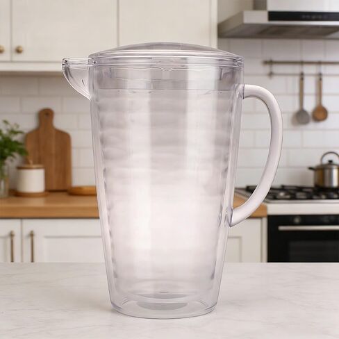 2.5 Quart Double Wall Clear Acrylic Pitcher - BPA Free Food Grade, Shatterproof for Home Party Dining, Kitchen Essential in Saudi Arabia