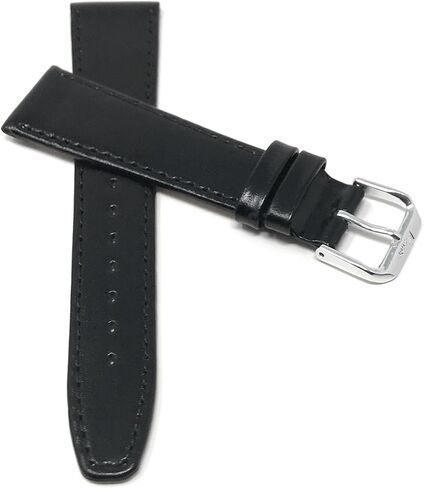 Bandini Extra Long (XL) 10mm Womens Italian Leather Watch Band Strap - Black with Stitch - Classic - Slim in Saudi Arabia