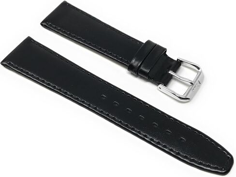 Bandini Extra Long (XL) 10mm Womens Italian Leather Watch Band Strap - Black with Stitch - Classic - Slim in Saudi Arabia