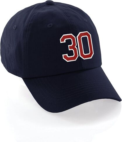 I&W Hatgear Customized Number Hat 00 to 99 Team Colors Baseball Cap, Navy Hat White Red in Saudi Arabia