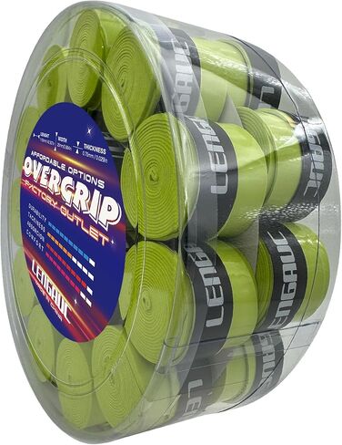 LENGAUC Tacky Overgrips,Tennis/Badminton/Pickleball, 12/26/30/56/60 Pack, Tacky Anti-Slip and Absorbent Grip, Colorful,Comfort,Thin & Easy to Use Grip Tape in Saudi Arabia