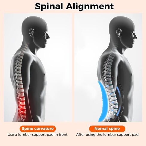 دعم أسفل الظهر - وسادة خصر مريحة لتخفيف آلام الظهر ومحاذاة العمود الفقري، حزام قابل للتعديل، إسفنج ذو ذاكرة مسامي للمكتب والنوم. in Kuwait