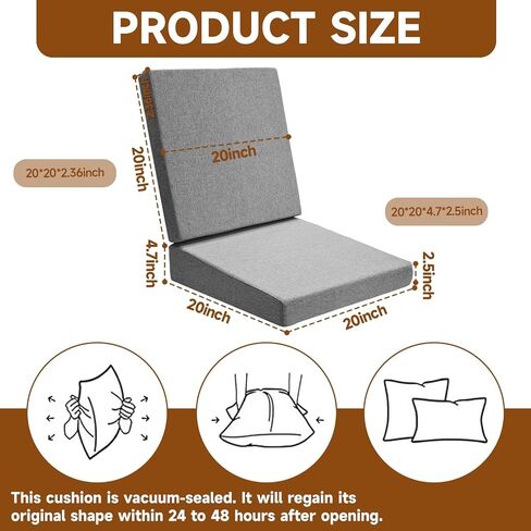 وسائد مقعد من الفوم مع مسند ظهر لكبار السن للجلوس لفترة طويلة مقاس 20 × 20 بوصة من الفوم عالي الكثافة غير قابل للانزلاق مع دعم خلفي من قطعتين in Kuwait